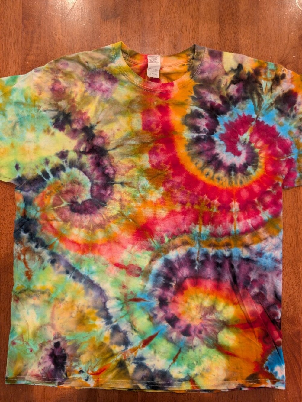 Gildan Ultra Cotton Tie-Dye Multicolor Graphic Print Crew Neck Tee XL